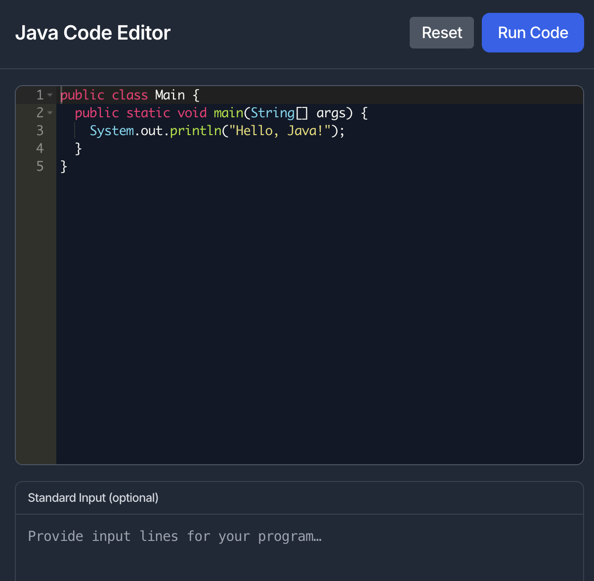 Online Java Compiler